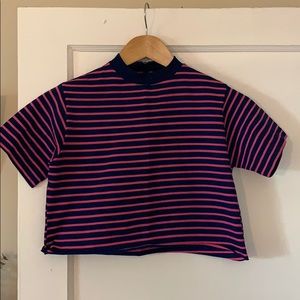 Vintage nylon bright half shirt // crop top